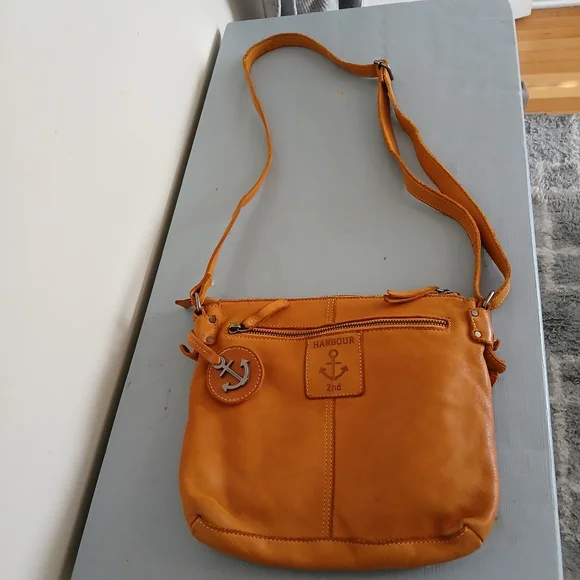 Harbour 2nd light brown leather crossbody purse travel bag - Picture 3 of 12